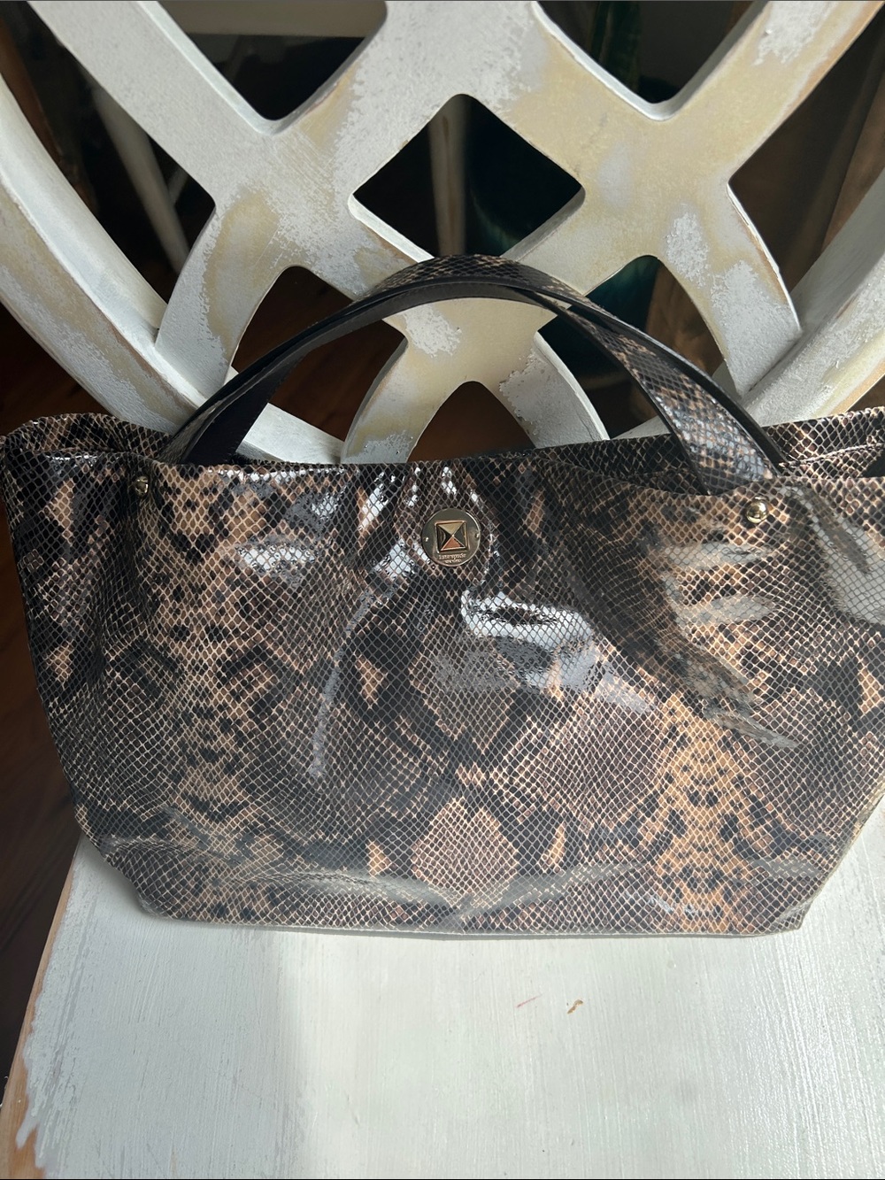 kate spade Brown Leopard-Print Patent Tote